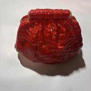 Vintage Seymour Mann Ceramic Red Purse Bag Cookie Candy Jar Canister